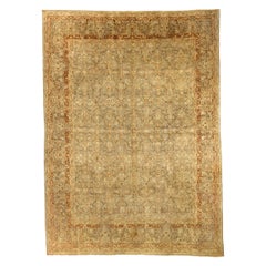 Persian Kerman Area Rugs Circa 1910 - Wool Green Ivory Red Design - 75583