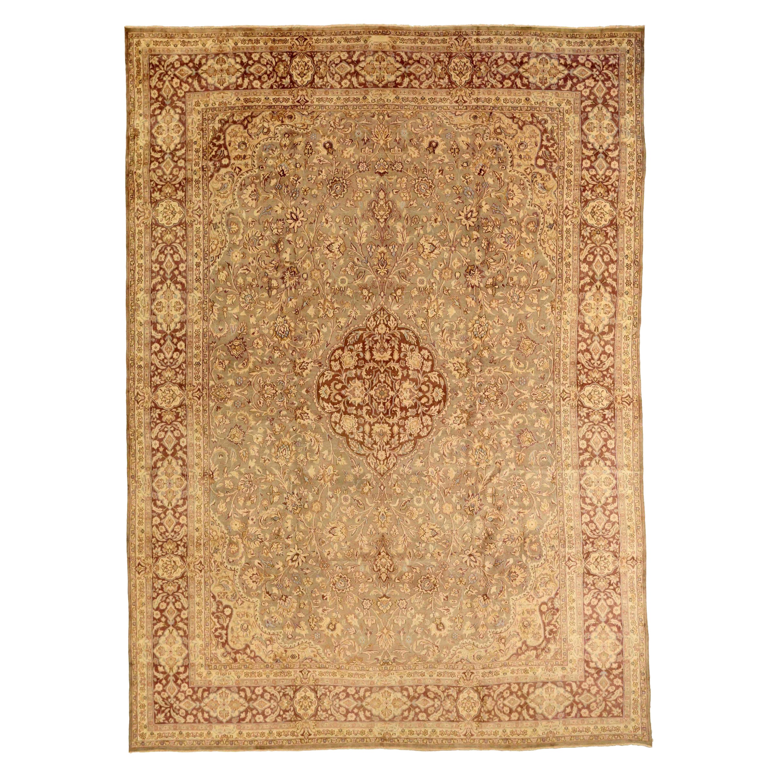 Tappeti persiani Kerman - Lana Avorio Rosso Taupe Design - 75603