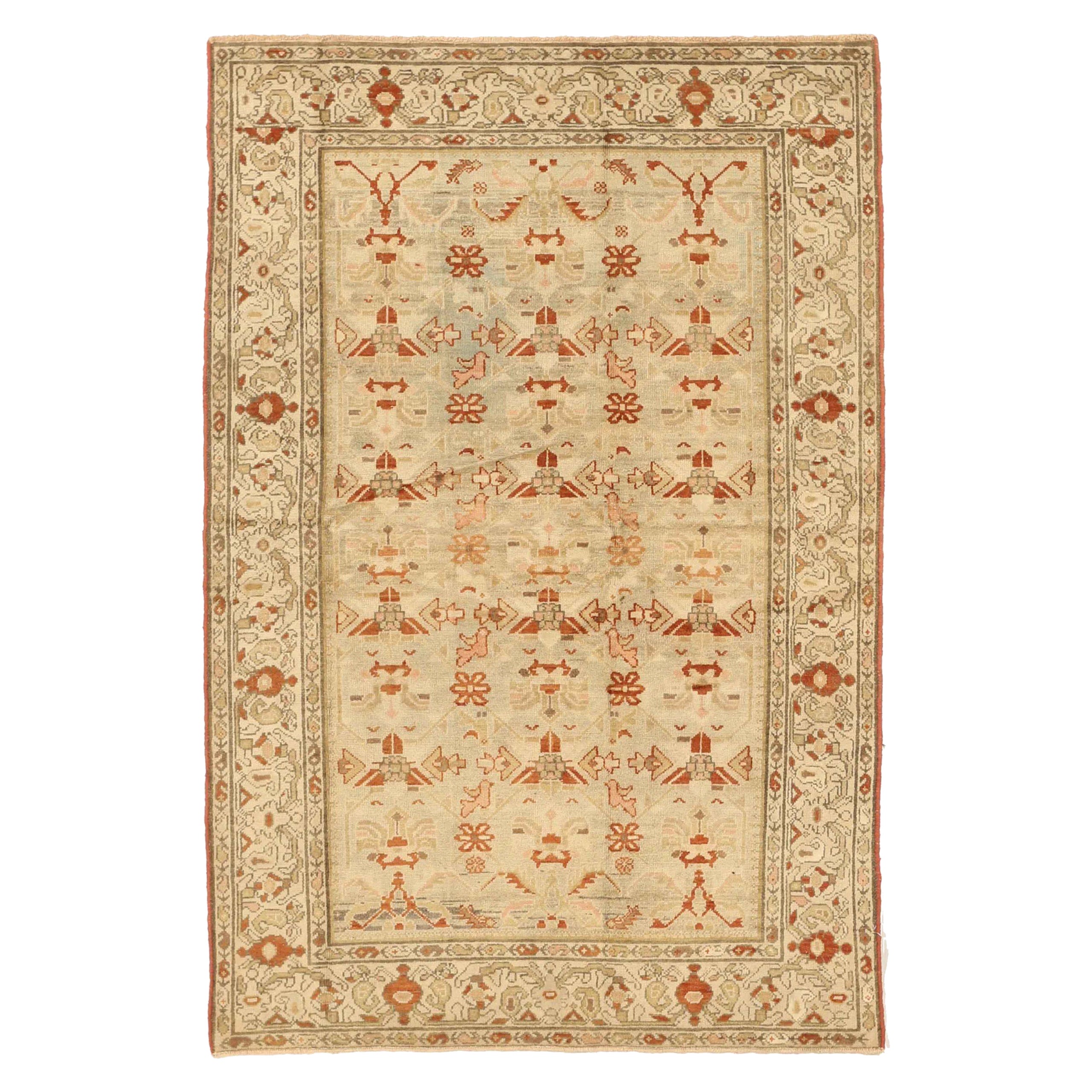 Tappeto persiano Malayer Small - Lana Marrone Avorio Rosso - 75624