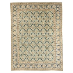 Tapis persans de Kashan datant d'environ 1940 - Motif bleu ivoire bleu marine bleu - 75591