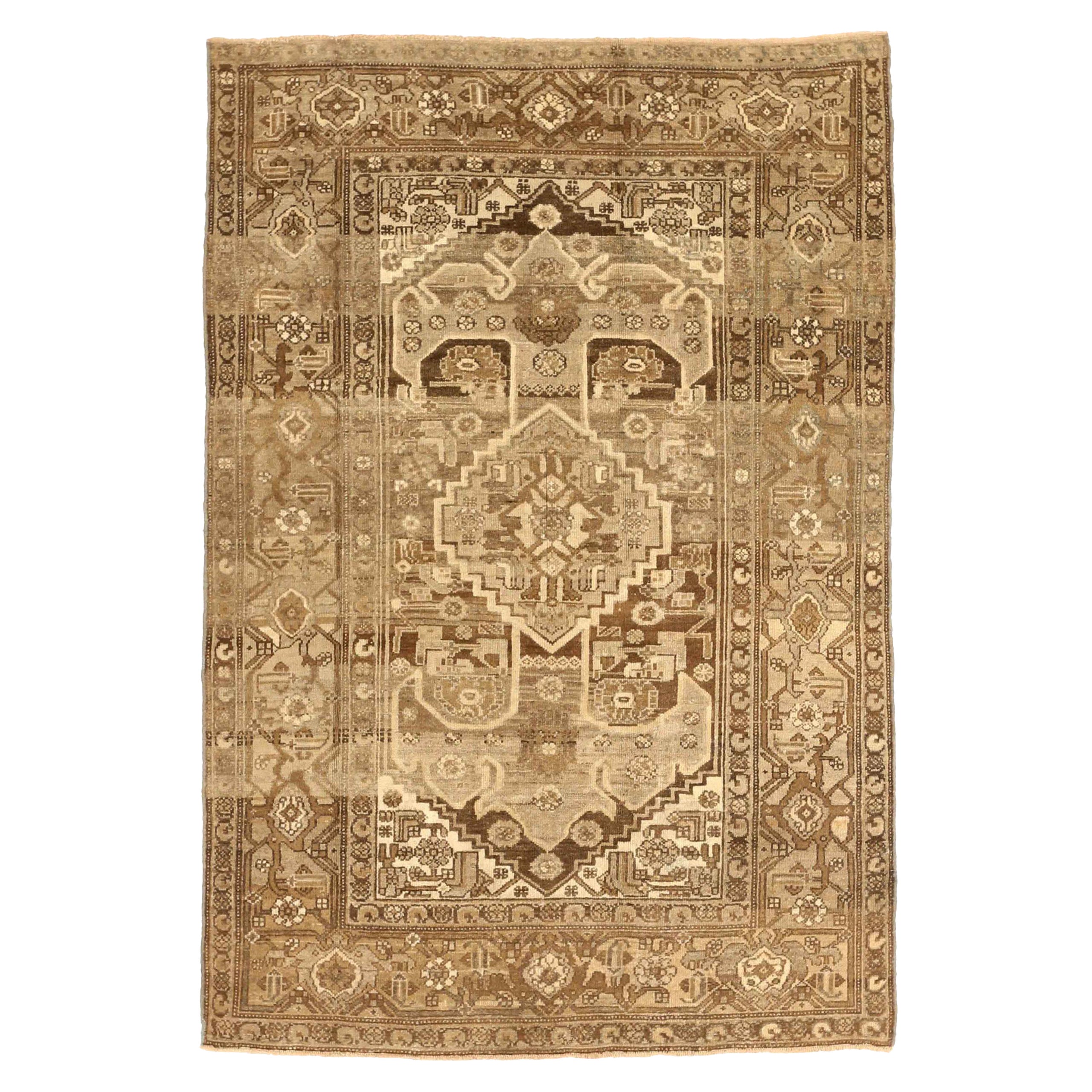 Persischer Zanjan Kleiner Teppich - Wolle Braun Elfenbein Taupe Design - 75626