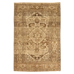 Persian Zanjan Small Rug - Wool Brown Ivory Taupe Design - 75626