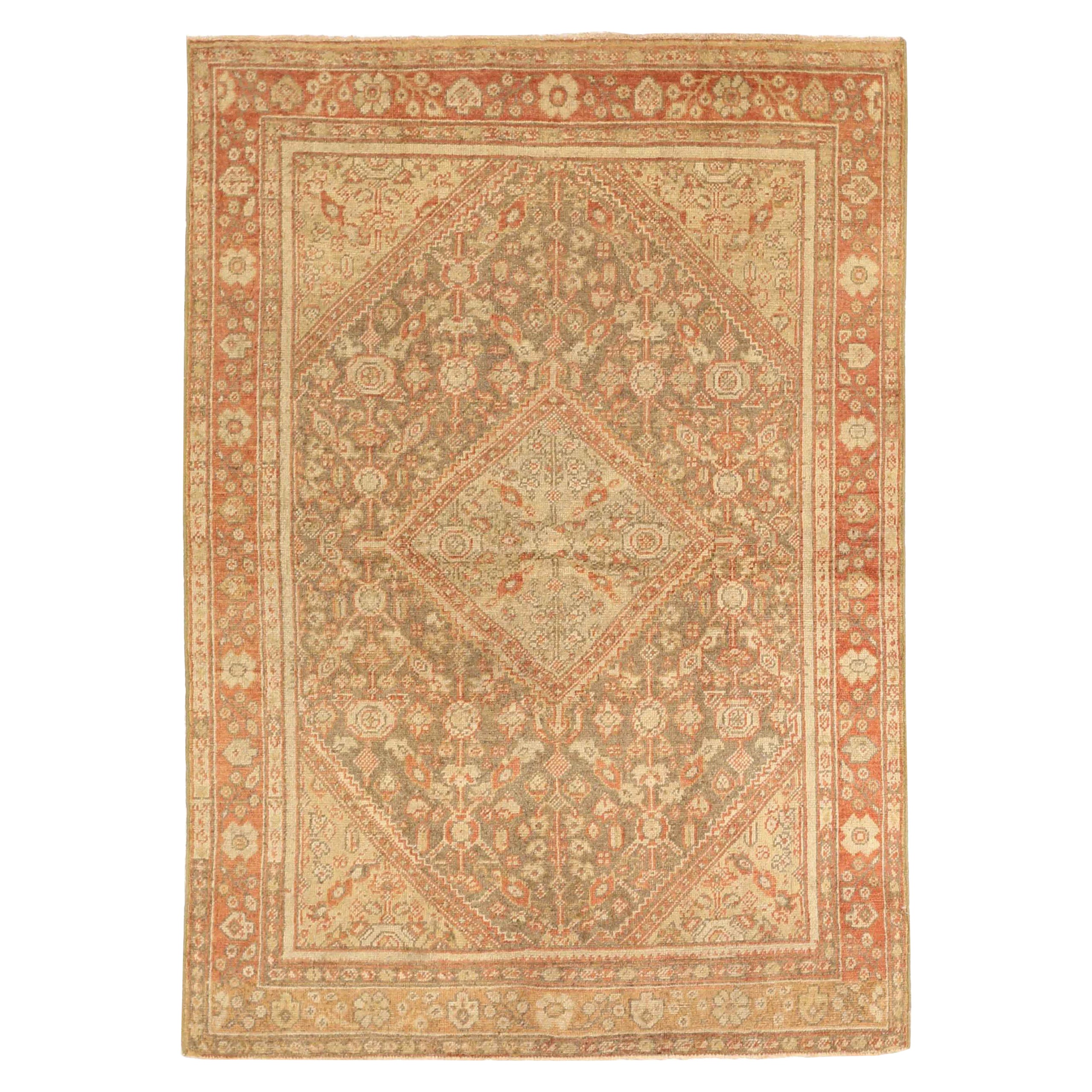 Persischer Meshkabad Small Teppich - Wolle Braun Elfenbein Rot Design - 75632