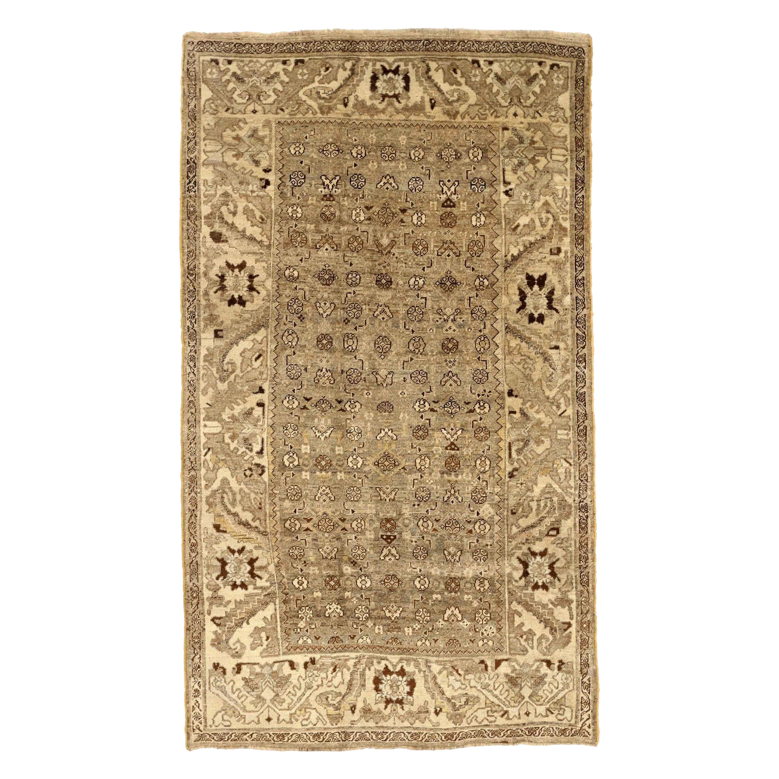 Persischer Bijar Small Teppich - Wolle Braun Elfenbein Taupe Design - 75652