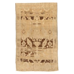 Persian Broojerd Small Rug - Wool Brown Ivory Design - 75654