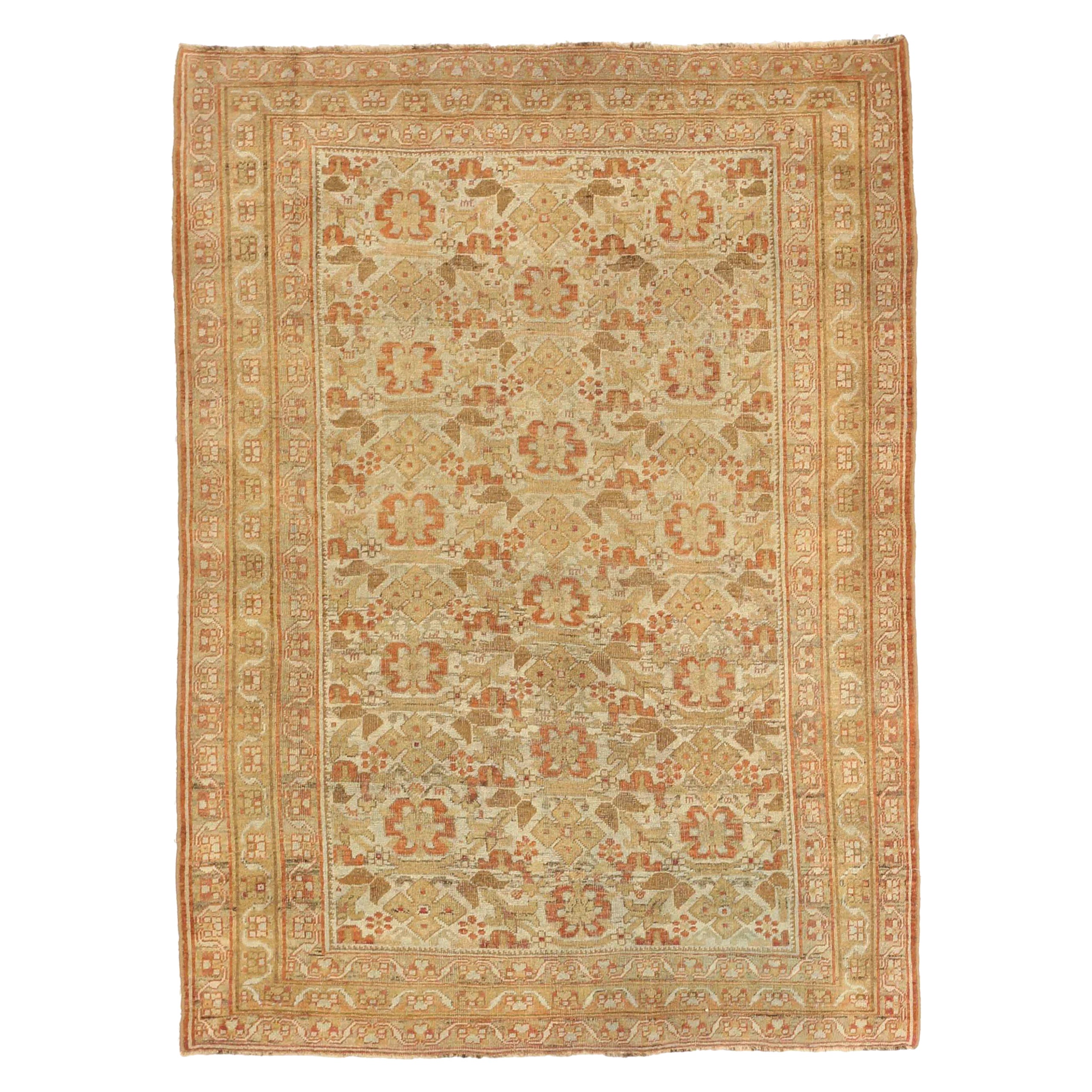 Persischer Sirjan Small Teppich - Wolle Braun Elfenbein Rot Design - 75635