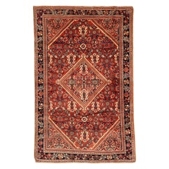 Persischer Meshkabad Kleiner Teppich - Wolle Elfenbein Marineblau Blau Rot Design - 75659