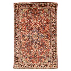 Persian Mahal Small Rug - Wool Blue Ivory Red Design - 75661