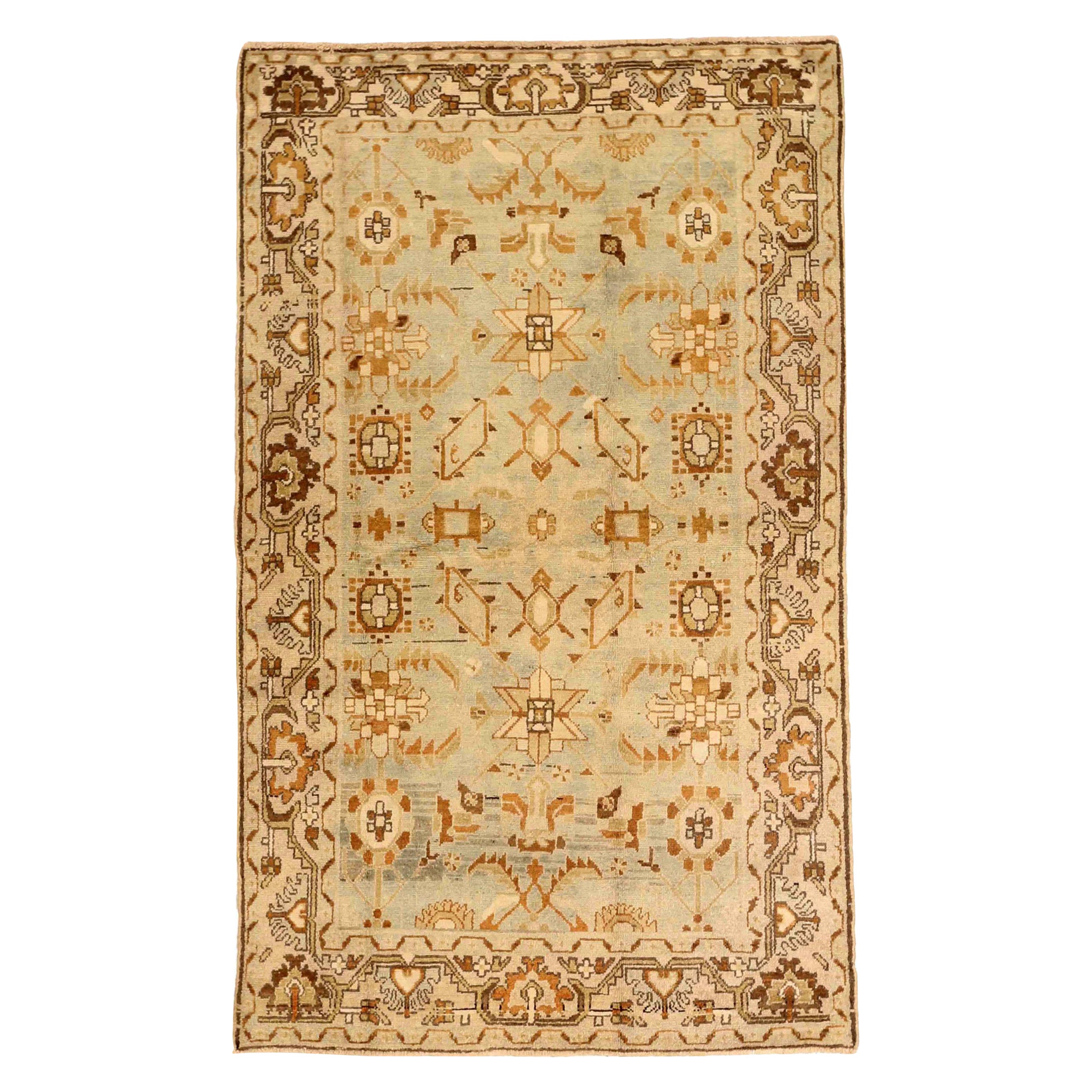 Tapis persan Malayer Small - Laine Bleu Brown Ivory Design - 75639
