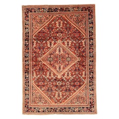 Persischer Meshkabad Kleiner Teppich - Wolle Elfenbein Marineblau Blau Rot Design - 75662