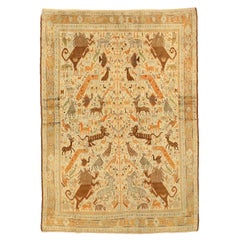 Persian Malayer Small Rug - Wool Brown Ivory Orange Design - 75675