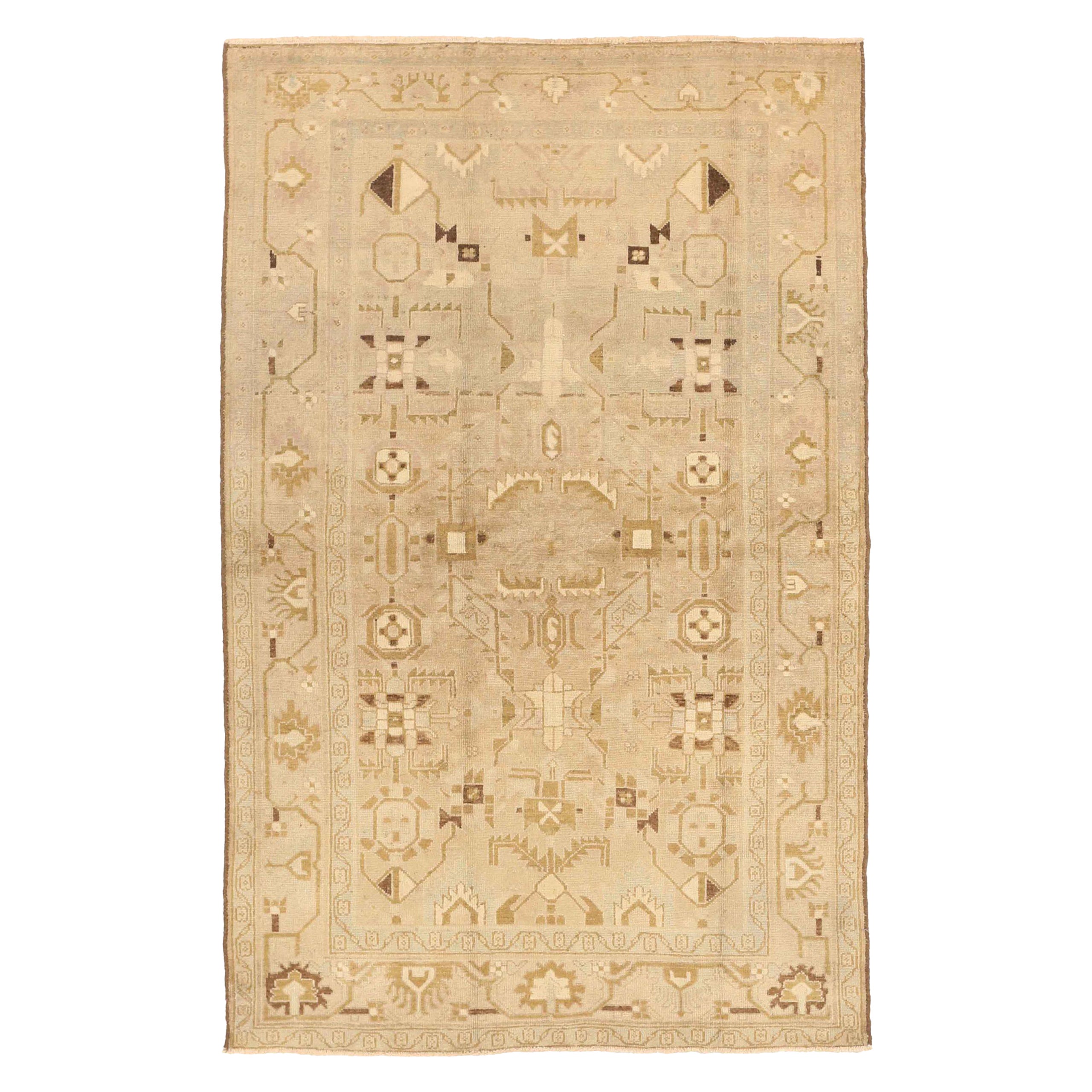 Persischer Malayer Kleiner Teppich - Wolle Braun Elfenbein Design - 75648