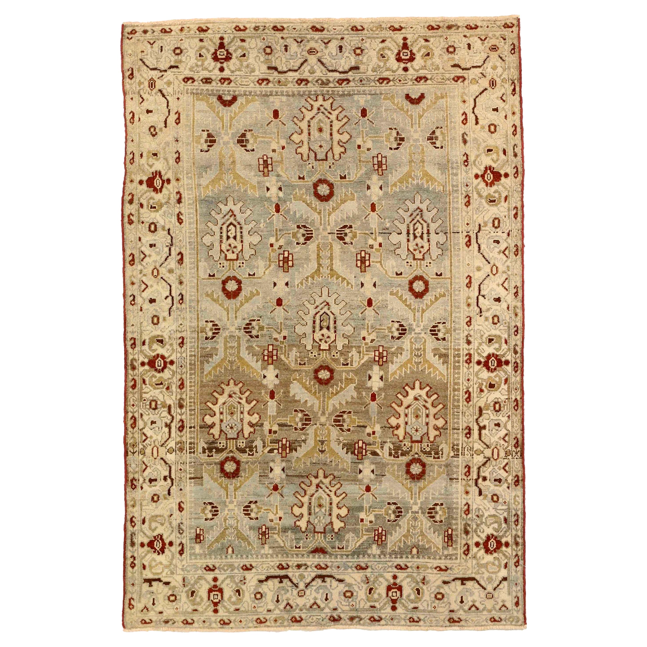 Tappeto persiano Malayer piccolo - Lana Marrone Avorio Azzurro Rosso - 75678 in vendita