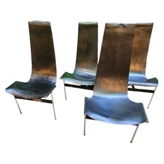 Rare Set of Four Leather Chairs by William Katavolos