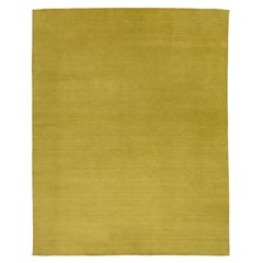 Alfombra moderna hecha a mano de lana Gabbeh en amarillo-verde de Apadana