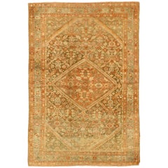 Alfombra Persa Meshkabad Pequeña - Lana Verde Marfil Diseño Rosa - 75667