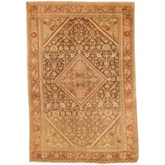 Persischer Meshkabad Kleiner Teppich - Wolle Braun Elfenbein Rosa Design - 75668