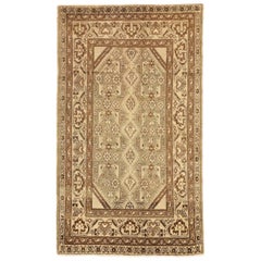 Persian Broojerd Small Rug - Wool Brown Ivory Taupe Design - 75670