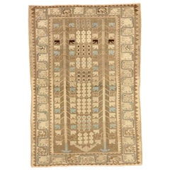 Persischer Saveh Kleiner Teppich - Wolle Blau Elfenbein Taupe Design - 75672