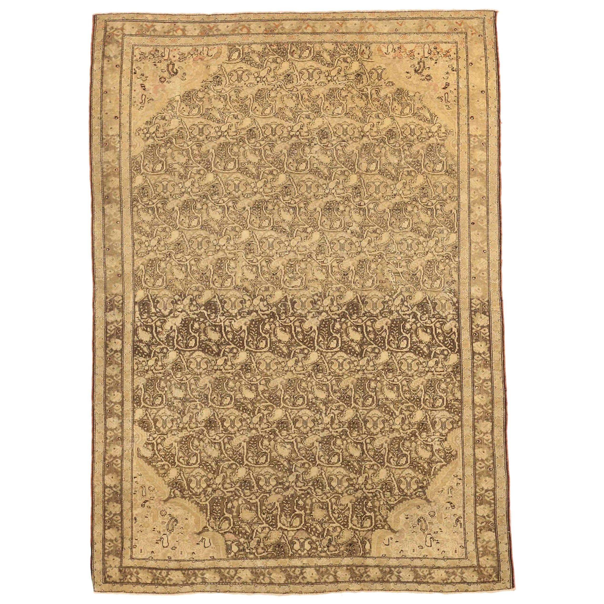 Alfombra Persa Malayer Small Design - Lana Marrón Marfil - 75706