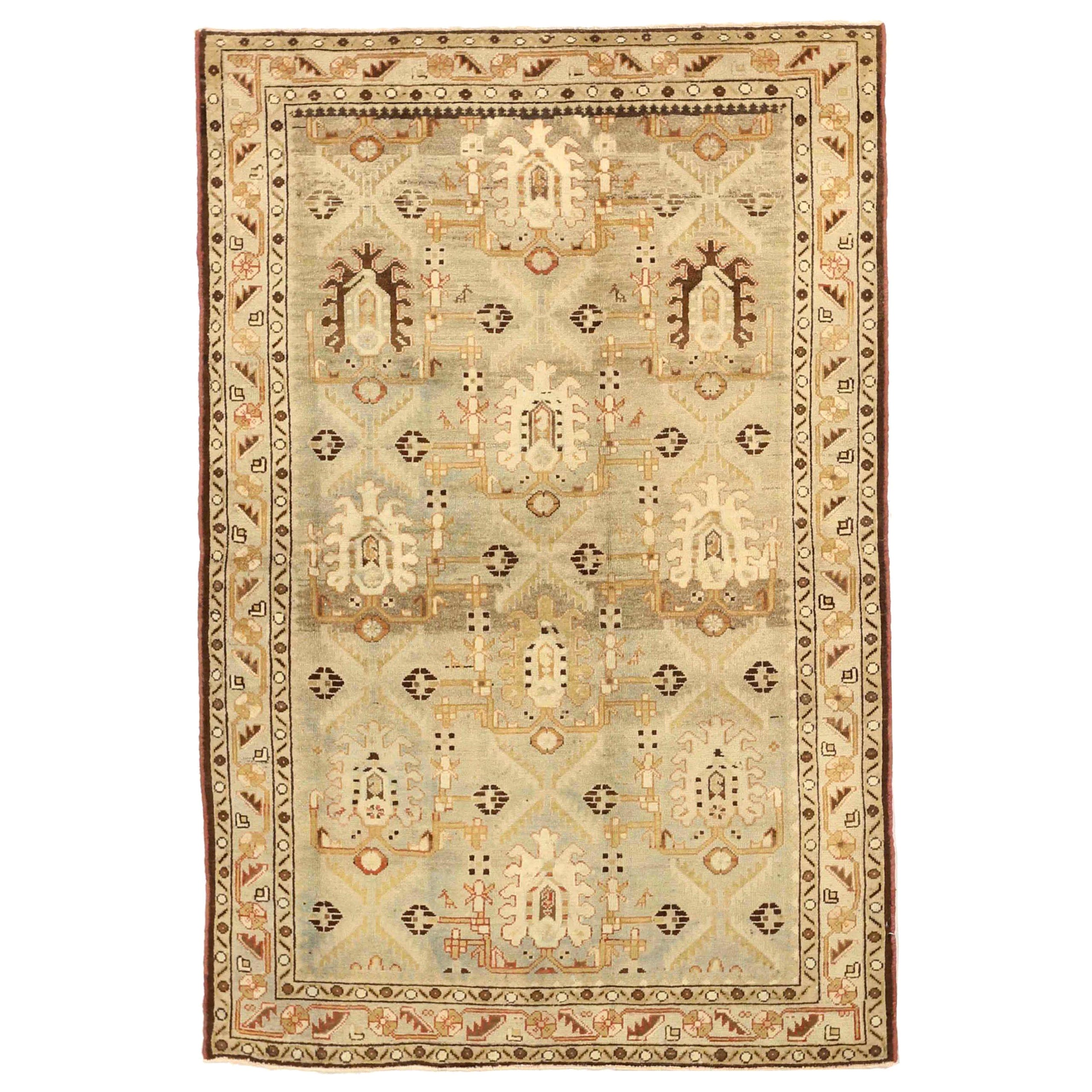 Alfombra Persa Malayer Small - Lana Marrón Marfil Taupe Design - 75708