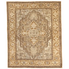 Alfombra Persa Heriz Small - Lana Marrón Marfil Taupe Design - 75689