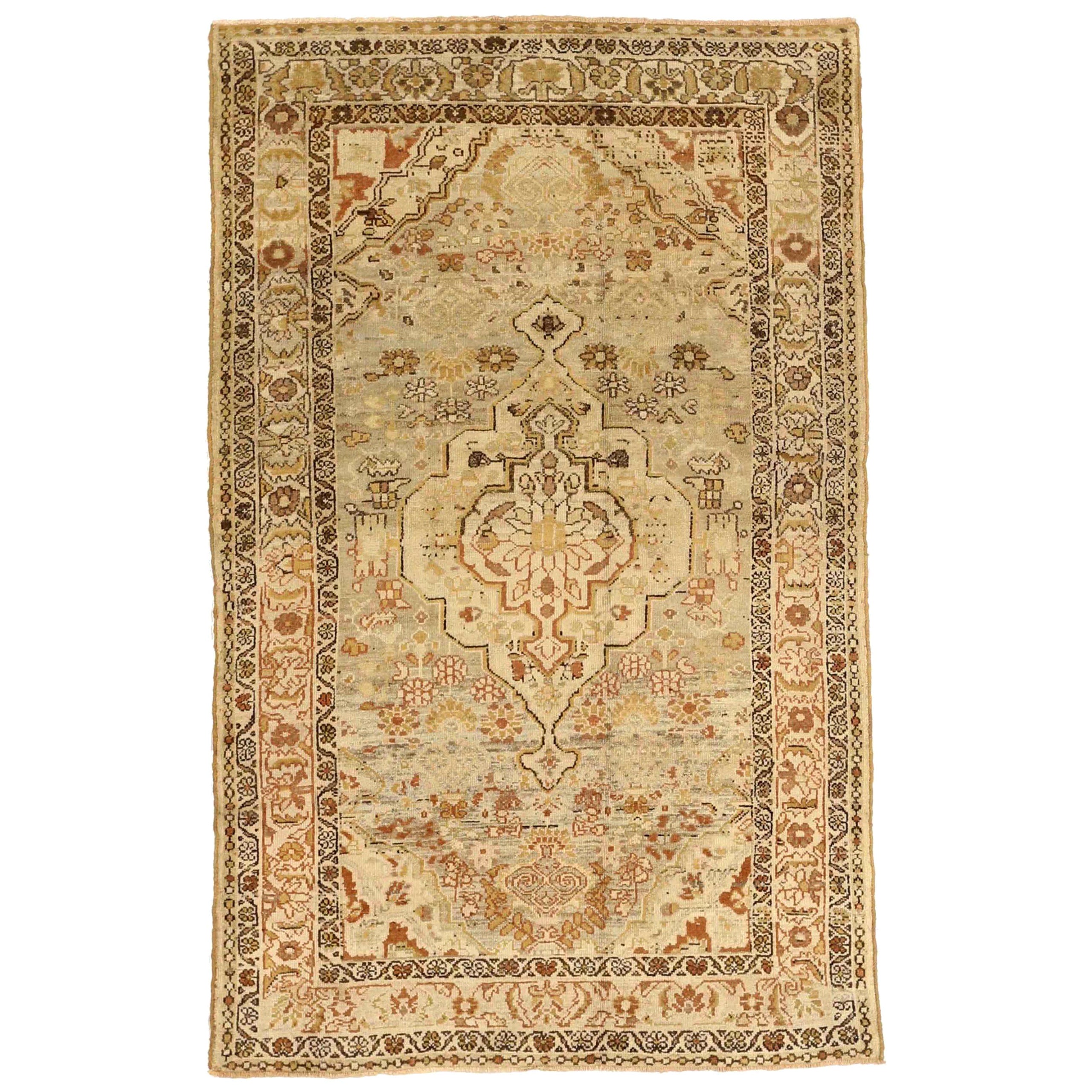 Alfombra Persa Malayer Small Design - Lana Marrón Marfil Amarillo - 75690