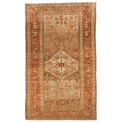 Tapis persan Bijar Small - Laine Brown Ivory Red Design - 75710