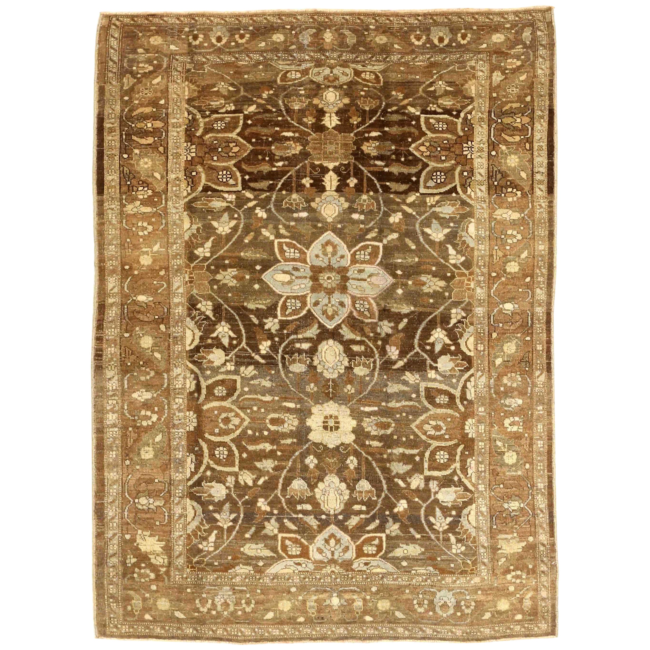 Persischer Heriz Small Teppich - Wolle Braun Elfenbein Design - 75693