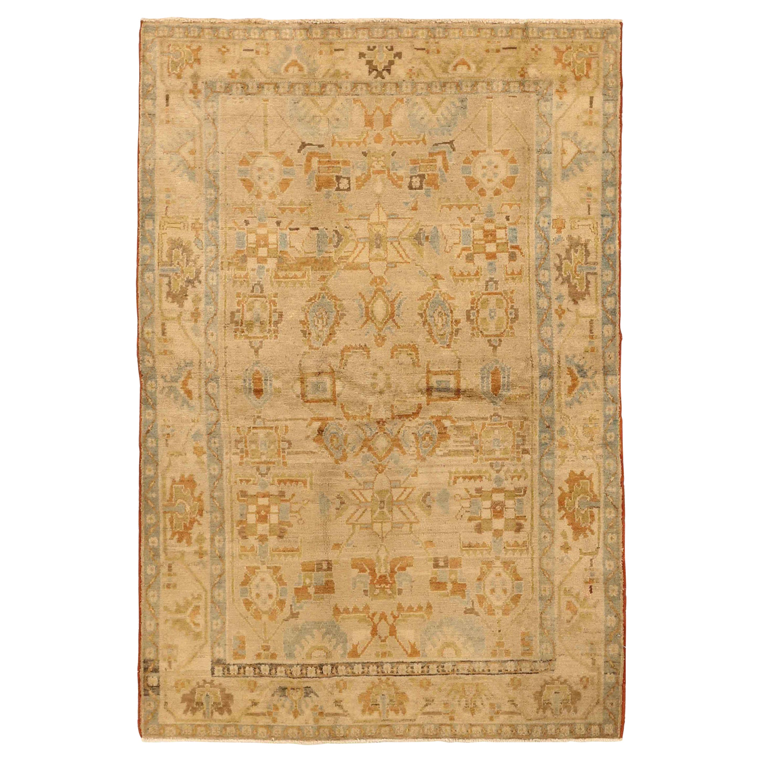 Persian Malayer Small Rug - Wool Blue Brown Ivory Design - 75713
