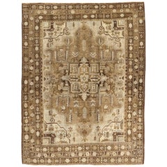 Alfombra Persa Heriz Small - Lana Marrón Marfil Taupe Design - 75697