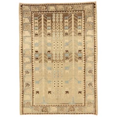 Persischer Saveh Small Teppich - Wolle Blau Braun Elfenbein Taupe Design - 75717