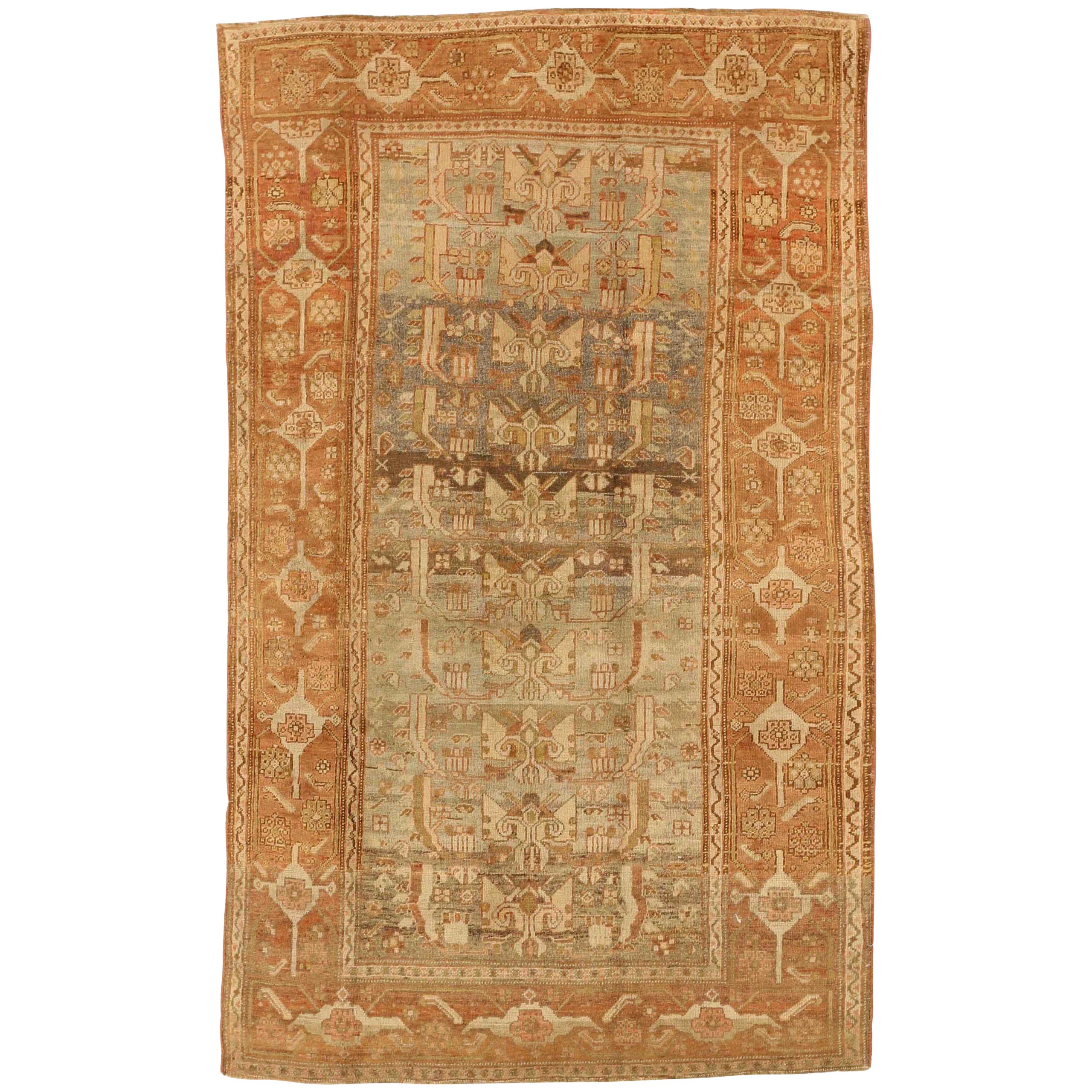Tapis persan Bijar Small - Laine Brown Ivory Pink Design - 75722