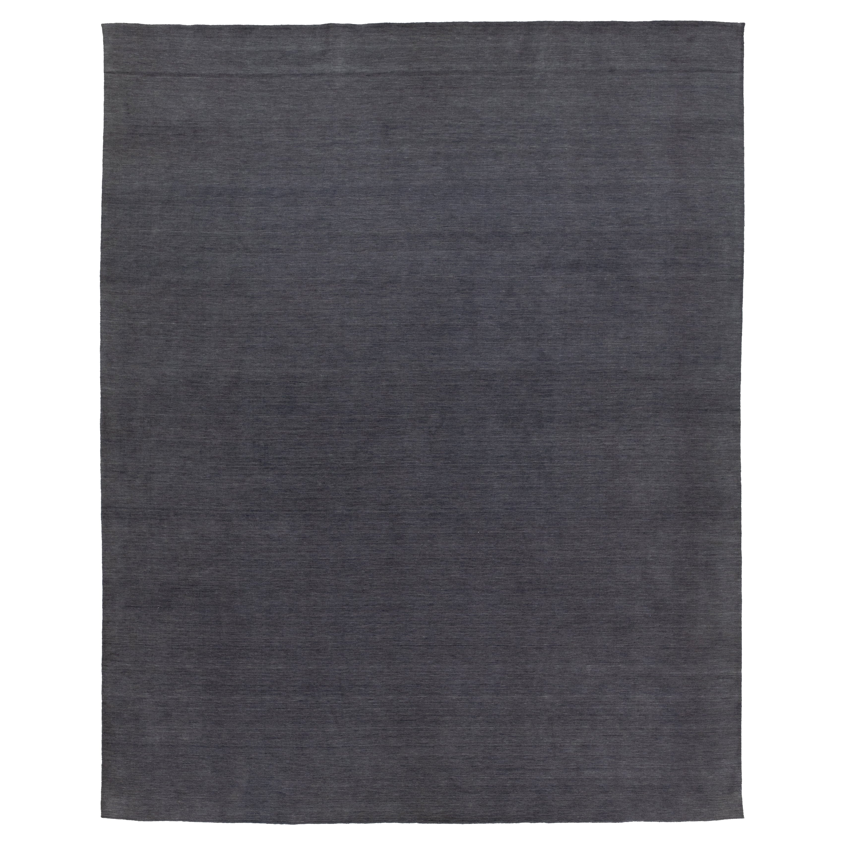 Apadana's Moderner handgefertigter Gabbeh Plush Wollteppich in Grau