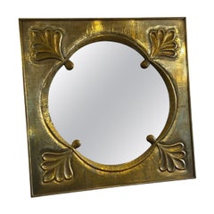 Italian 70's Moroccan Style Hand Hammered  Brass Mirror