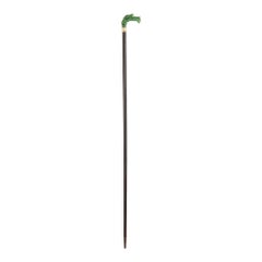 Early 20th Century Nephrite, Diamond and Enamel Frog-Shaped Cane