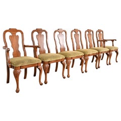 Davis Cabinet Company Queen Anne Solid Walnut Dining Chairs, Set of Six
