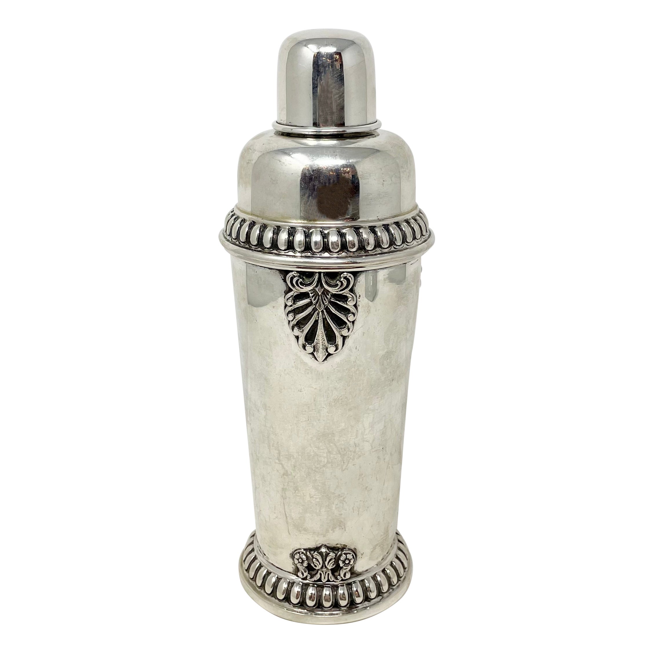 Antique Art Deco Continental Sterling Silver Cocktail Shaker, Circa 1920-1930.