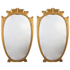 Pair of Large Italian Midcentury Gilt-wood Mirror, 1950'