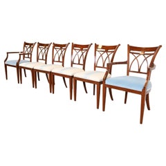 John Widdicomb Regency Inlaid Mahogany Dining Chairs, Set of Six