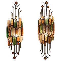Pareja de apliques Poliarte de Albano Poli en cristal de Murano multicolor