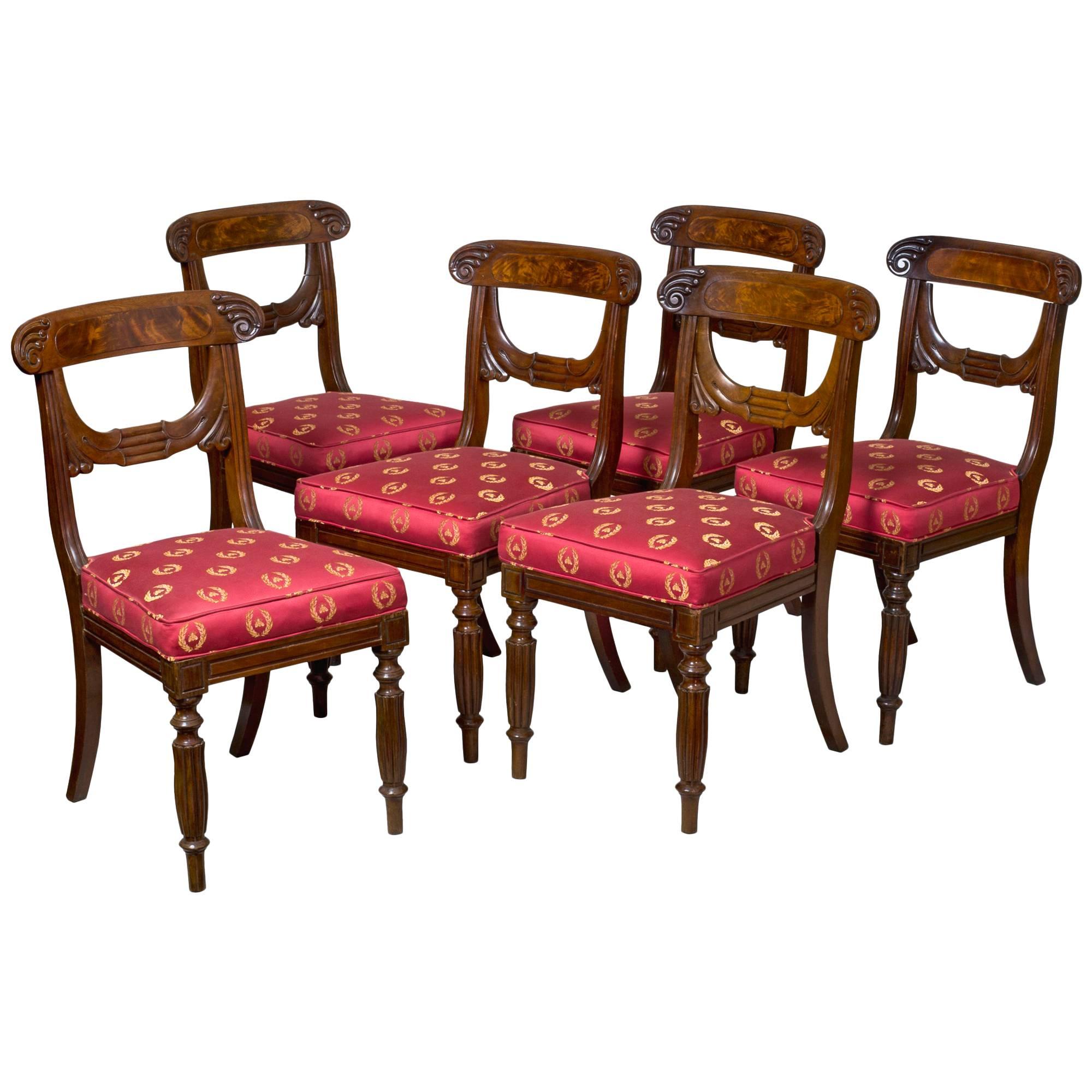 Important Rare Set of Six Neoclassical Side Chairs, Boston, circa 1815 For Sale