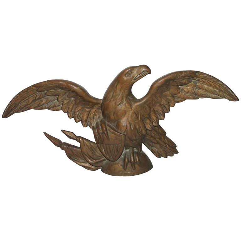 Fantastic 19th Century Gilded Bronze Eagle Statue For Sale at 1stdibs