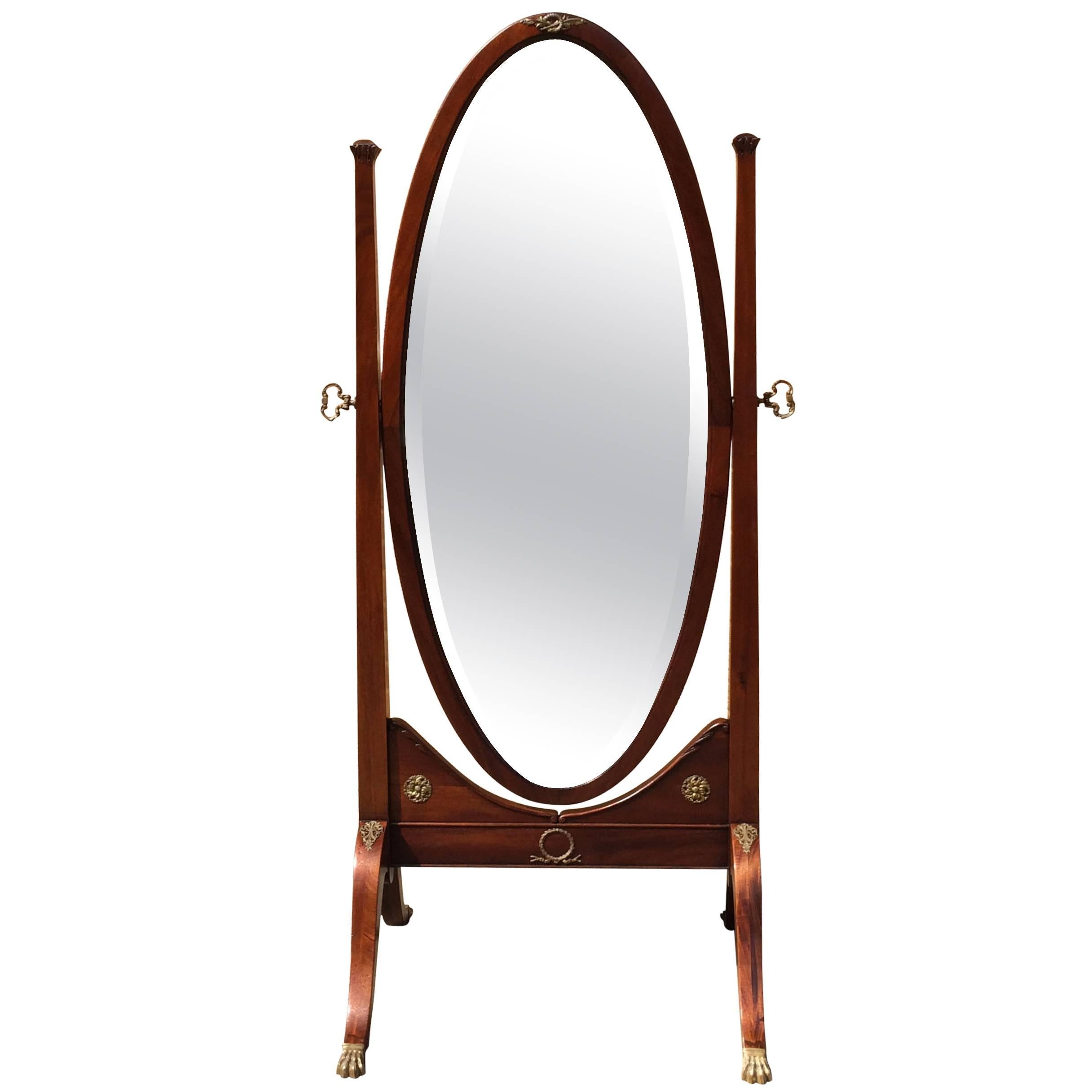 19th Century Antique Mahogany Cheval Mirror at 1stDibs