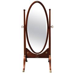 19th Century Antique Mahogany Cheval Mirror