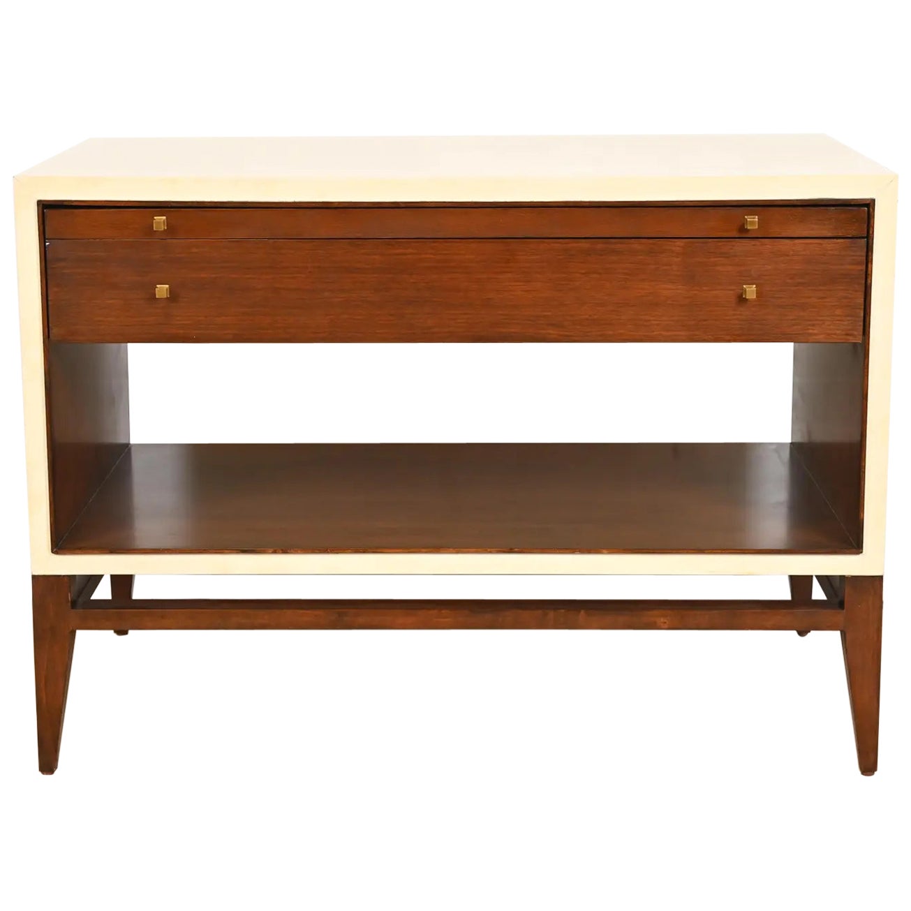 Barbara Barry pour Henredon Meuble console moderne en noyer et laqué crème