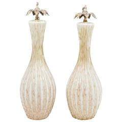 One Pair of Italian Art Glass Pendant Lamps 12