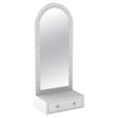 Miroir de sol blanc champignon avec tiroir