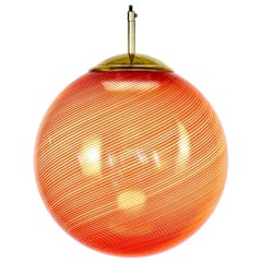 Gaia, Murano Red Mezza Filigrana Tessuto glass sphere, Silvio Piattelli Design