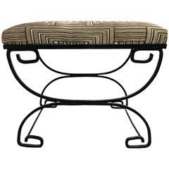 Greek Key Black Wrought Iron Bench